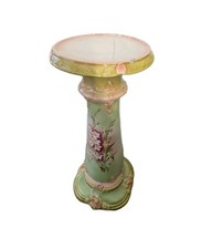 Jardiniere Pedestal Plant Stand Green Floral Sage Vintage Ceramic Large 72cm CH8