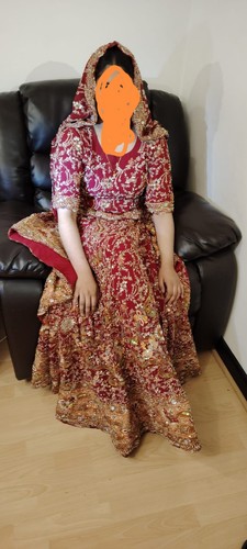 Asian bridal dress - asian, maroon