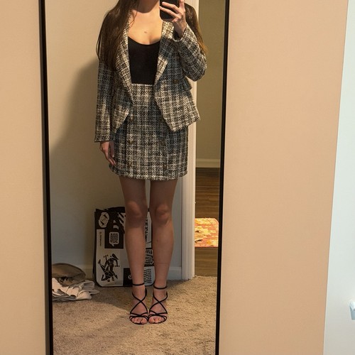 Tweed skirt and blazer set - skirt,
