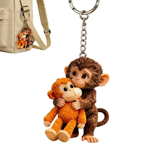 Cute monkey plush keychain - monkey,