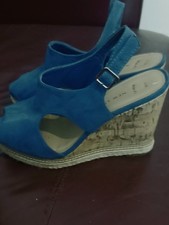   Dressy Woman's New Look Wide Fit  suede  wedged cobalt Blue Sandals  size  5