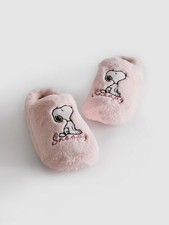 Snoopy Faux Fur Mule Slippers pink soft new with tag dog pet Primark 