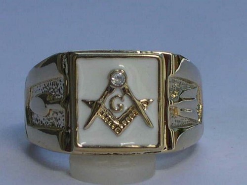 Masonic mason white - white, enamel