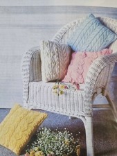 SET OF 4 ARAN CUSHION COVERS KNITTING PATTERN (092)