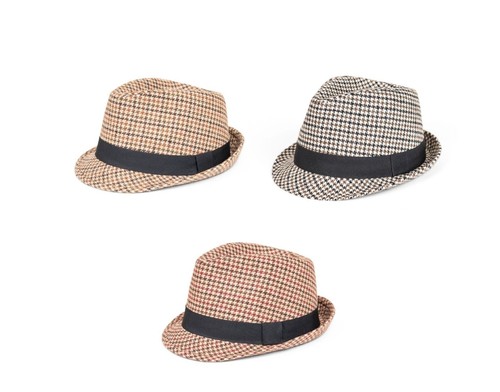 Mens tweed trilby hat dogtooth