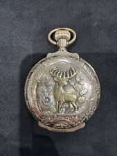Antique Waltham Pocket Watch Very Rare Full Hunter Solid 14ct Multicolour Gold
