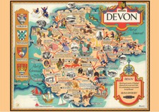 VINTAGE POSTER Old Devon Map