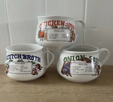 Vintage Recipe Soup Mugs Bowls