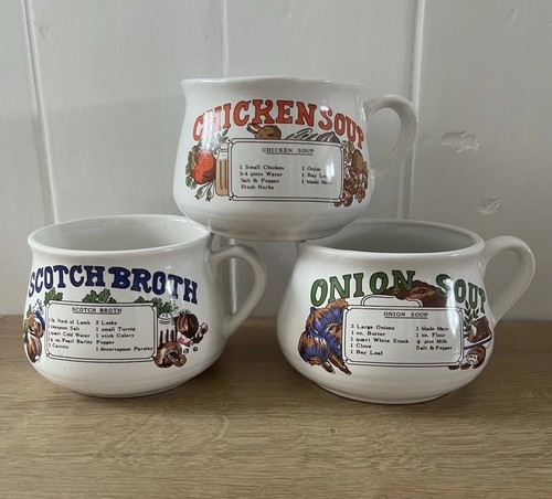 Vintage recipe soup - soup, bowls