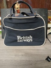 Vintage 1970 British Airways Navy Cabin Crew Flight Shoulder Bag Made In England