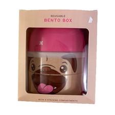 Mopps Pug Stacked Round Bento Lunch Box Packing Box Opened