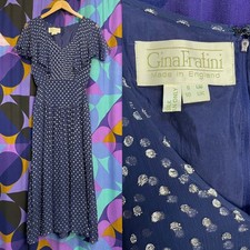 Vintage 70s blue - silver, polka
