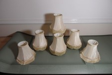 6 x Vintage Cream Satin Clip on Wall Light Shades