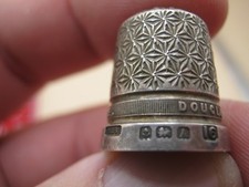 Antique Sterling Silver Thimble With Jewellers Advertising Band