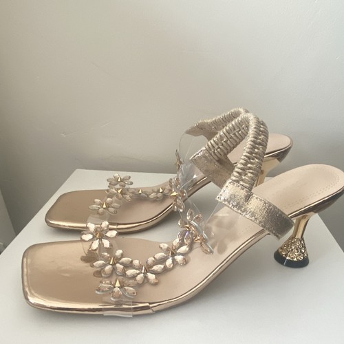 Women gold floral strappy - gold,