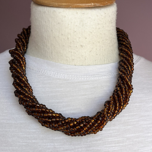 Chunky vintage necklace brown
