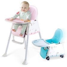 4-in-1 Adjustable Baby High Chair - Convertible Feeding Seat Toddler Table Chair