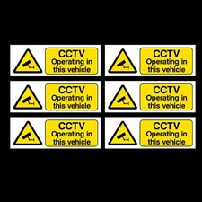 6x CCTV Operating in This Vehicle - 100x35mm Self Adhesive Stickers - Car, Taxi