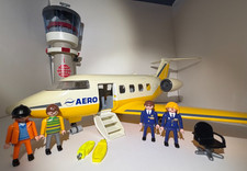 Vintage Playmobil Plane and Air Traffic Control Tower. Sets 4313 and 3185