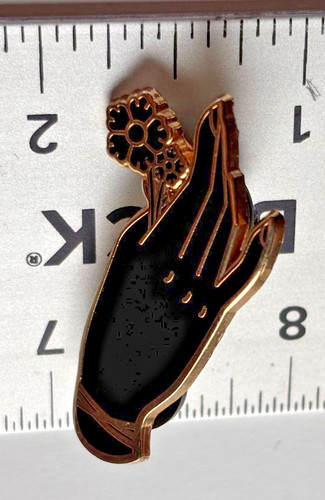 Enamel pin hand holding flower - pin,