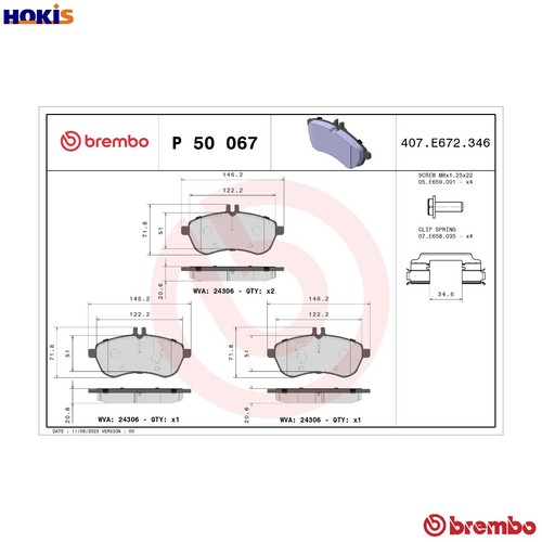 Brake pad set disc - disc, p