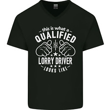 A Qualified Lorry Driver Looks Like Mens V-Neck Cotton T-Shirt