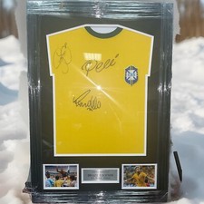 Signed Framed Brazil Legends Retro Home Pele Ronaldo Neymar