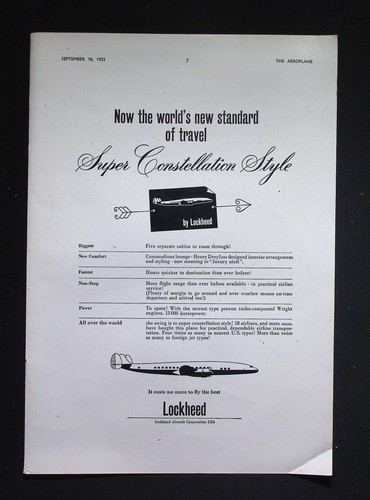 Original 1953 advert lockheed - 1953,