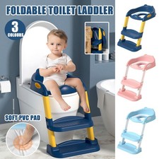Children Toilet Seat & Ladder Toddler Training Step Up Easy Fold Down For Kids