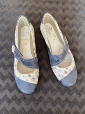 Fly Flot Blue Floral Mary Jane Flats Size 41 Comfortable Leather Shoes
