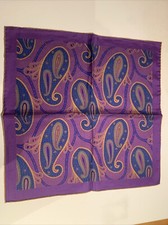 Hand Printed In England Kaleidoscope Design 100 % Silk Pocket Square