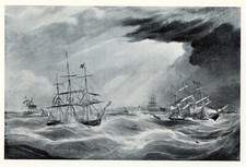 The PENNSYLVANIA hurricane shipwreck Tall Ships, 1925 vintage nautical print