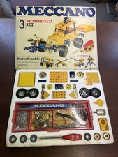 Vintage Meccano Motorised  Set 3, 1978, 100% Complete in Box with Manuals (B) 
