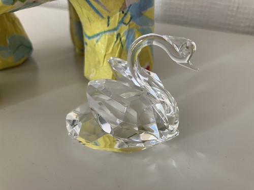 Crystal glass swan - swan, figurine