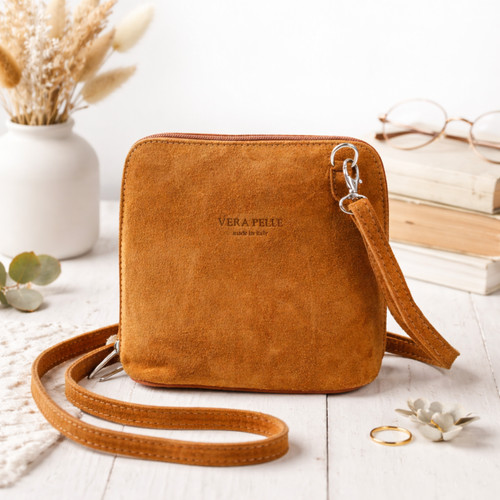 Brown suede cross body - suede,