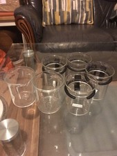 4 Lots Of BODUM Bistro Heat Resistant Glass Teacups Wit 2 Milk & Sugar Glass