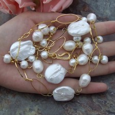 H052605  21" White Keshi Pearl