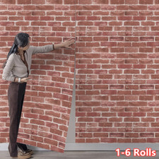 Red Brick WallPaper 3D Effect Realistic Rustic Slat Bricks Textured WallPaper 6X