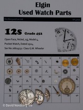 Elgin Watch Parts 12 / 12s