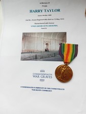 WW1 VICTORY MEDAL WORLD WAR ONE To H Taylor Killed In Action 