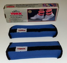 Vintage York Soft Ankle And Wrist Weights 2 x 1LB Blue Boxed Exercise Workout