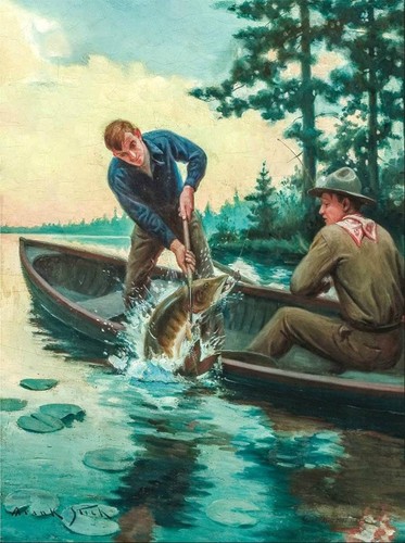Men fishing from - fishing, by