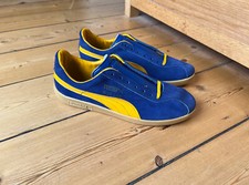 DEADSTOCK VINTAGE PUMA BLUE BIRD MADE IN ITALY YELLOW NAVY SUEDE 70s 80s UK 8.5