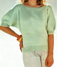 Easy Long or Short Batwing Sleeve Ladies Sweater DK Knitting Pattern 30-40 inch