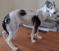 BORZOI KERAMOS AUSTRIA BLACK/WHITE DOG figurine