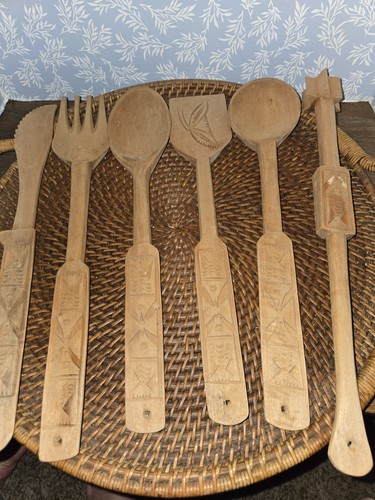 Vtg wooden farmhouse utensils - vtg,