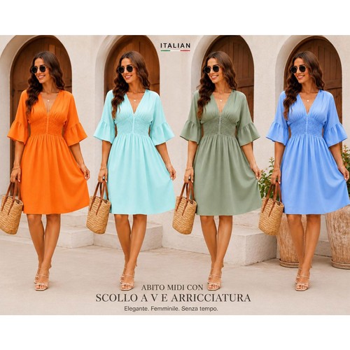 Women neck smocked - women's, v-neck