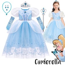 Girls Kids Princess Cinderella Fancy Dress Up Party Cosplay Costume Lace Outfit