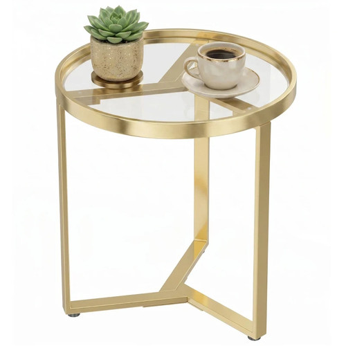 Round side table with tempered - with,