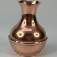 FRENCH VINTAGE SMALL COPPER VASE ORNAMENT STAMPED L. LECELLIER VILLEDIEU ON BASE